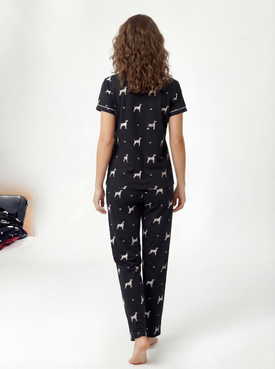 LS Women's Printed Shirt Pyjama Night Suit