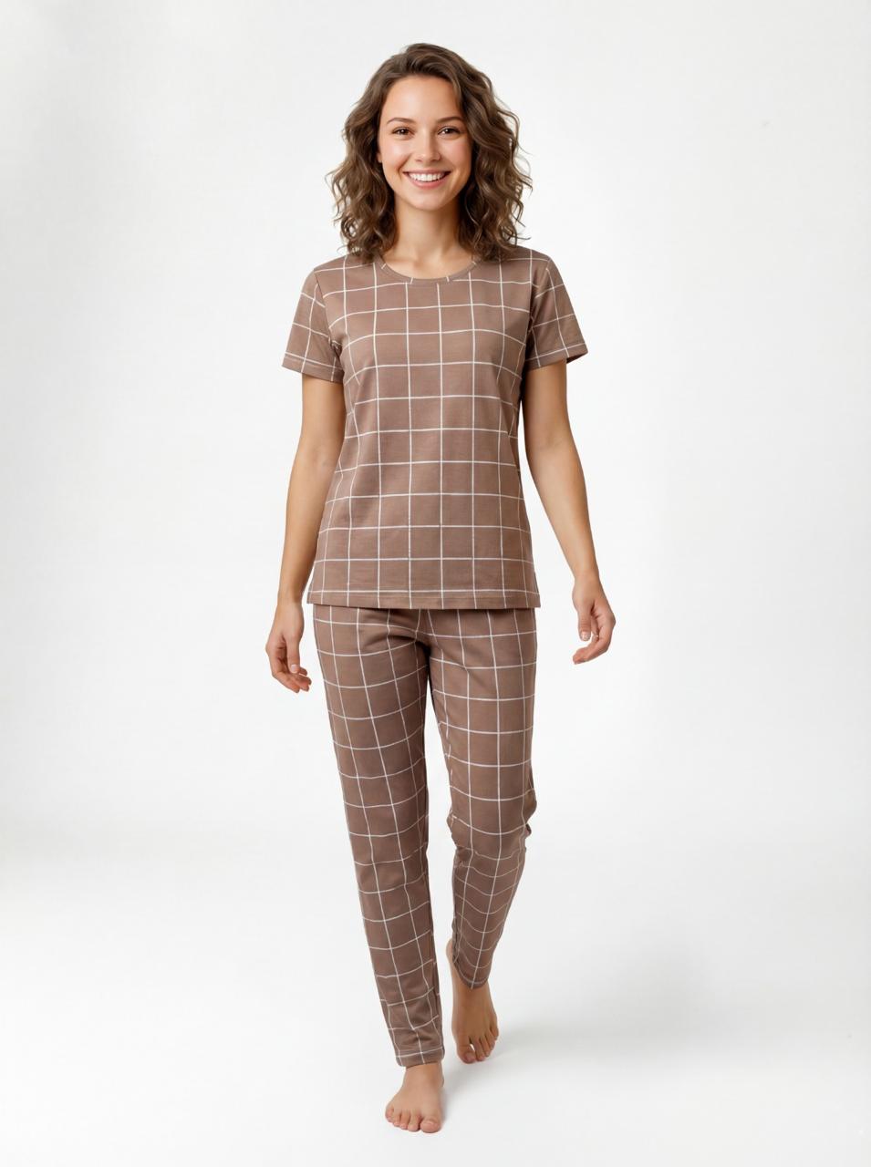 LS Women Checks Night Suit