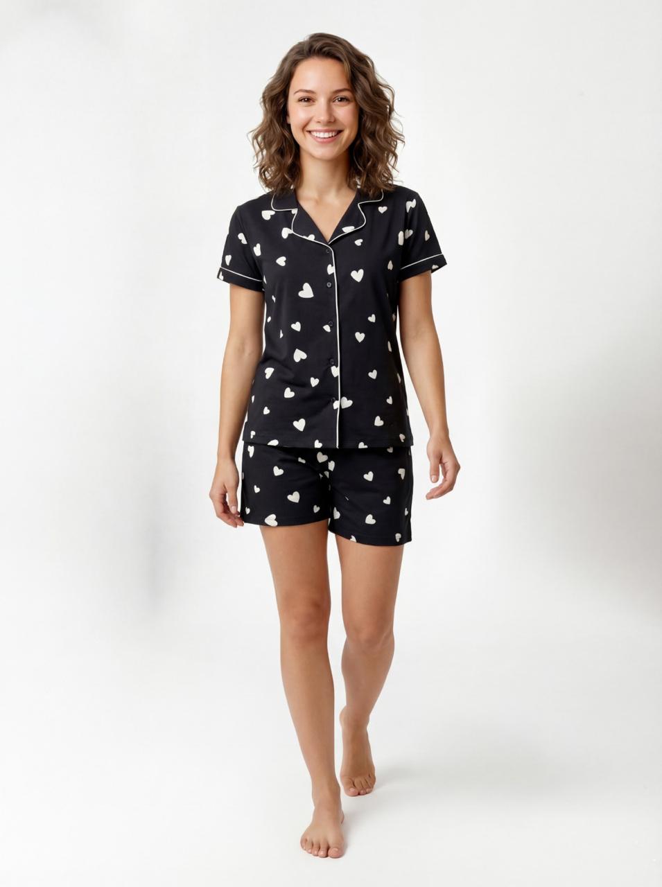 LS Women's Printed Shirt Shorts Night Suit