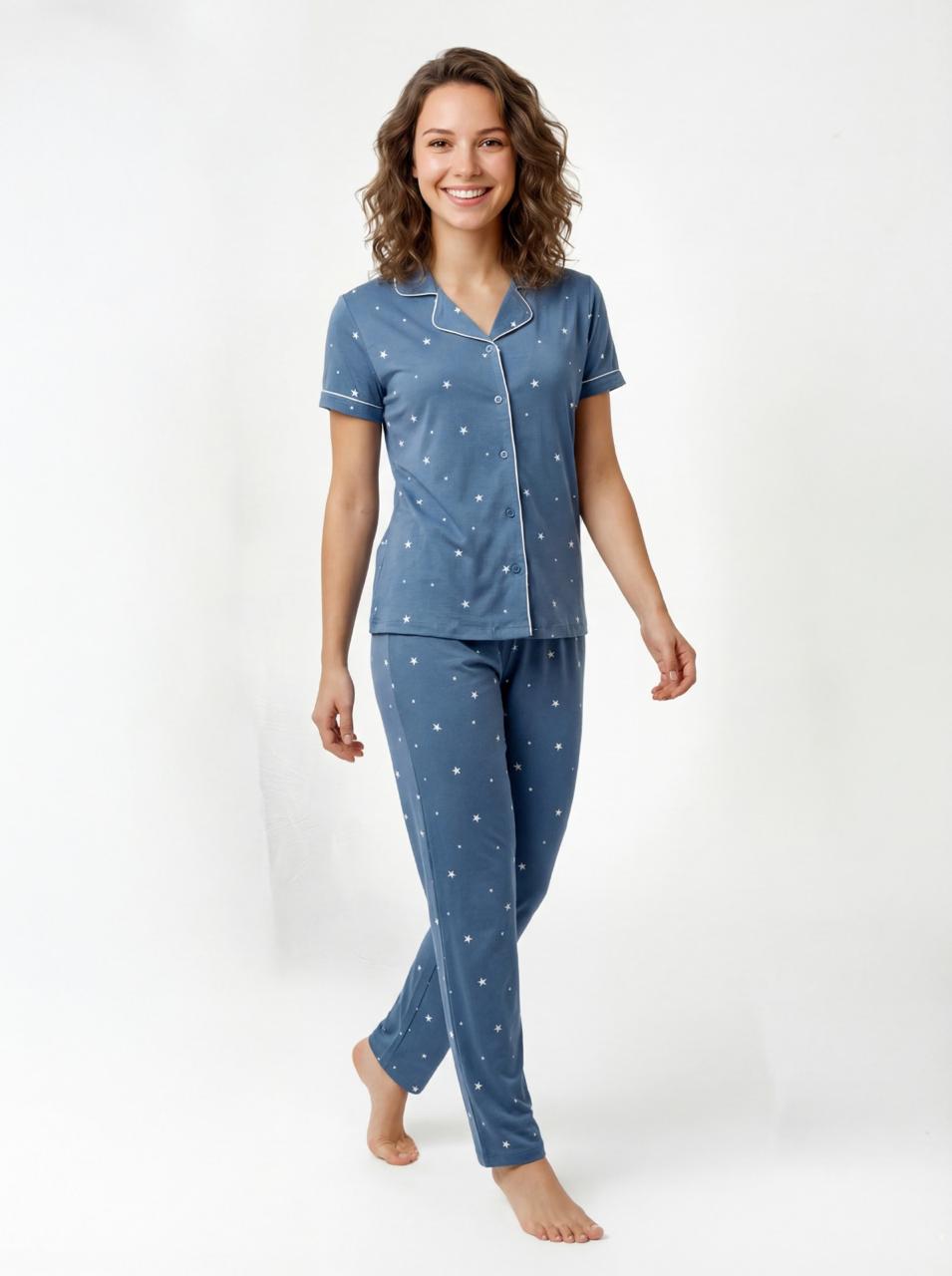 LS Women's Printed Shirt Pyjama Night Suit