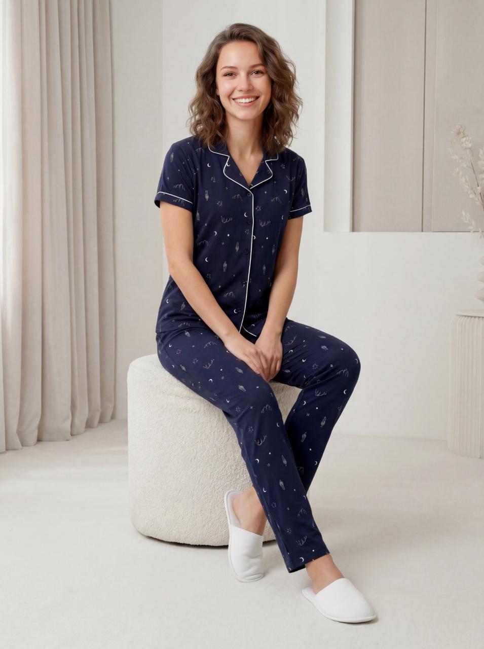 LS Women's Printed Shirt Pyjama Night Suit