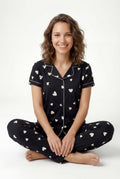 LS Women's Heart Printed Shirt Pyjama Night Suit