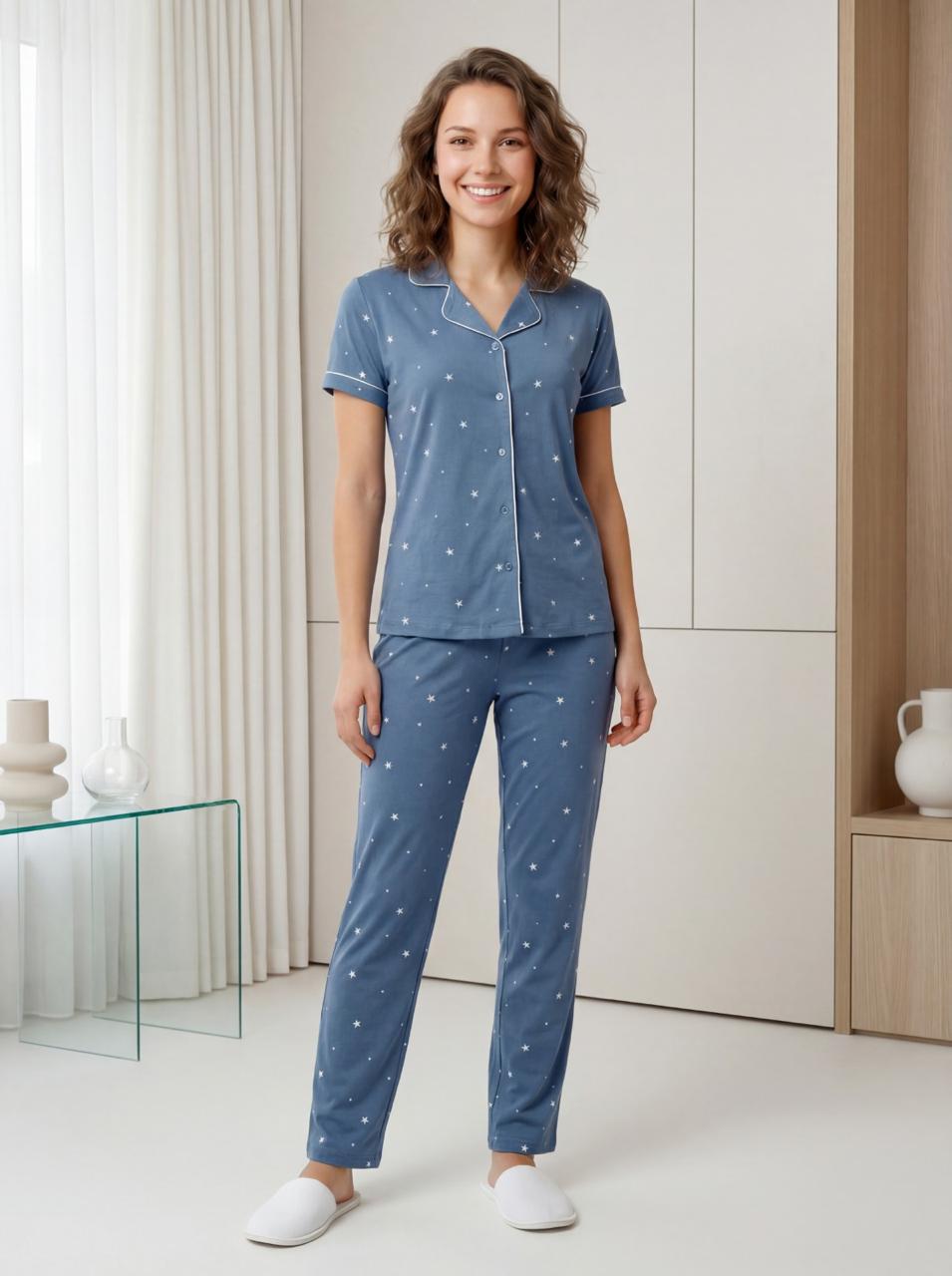 LS Women's Printed Shirt Pyjama Night Suit