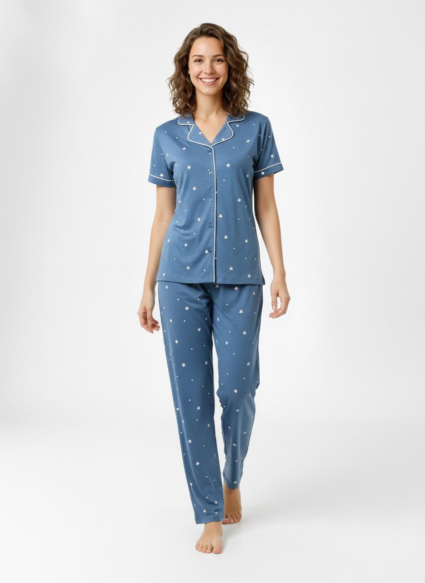 LS Women's Printed Shirt Pyjama Night Suit