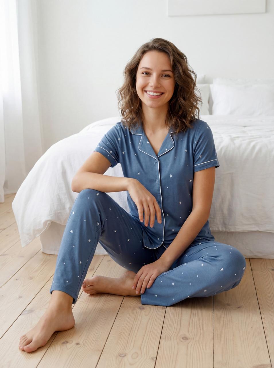 LS Women's Printed Shirt Pyjama Night Suit